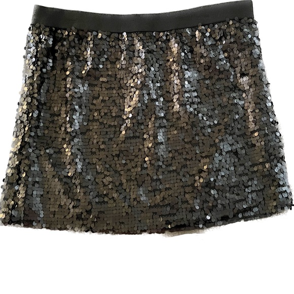 French Connection Matte Black Sequin Mini Skirt 16 - Picture 1 of 2